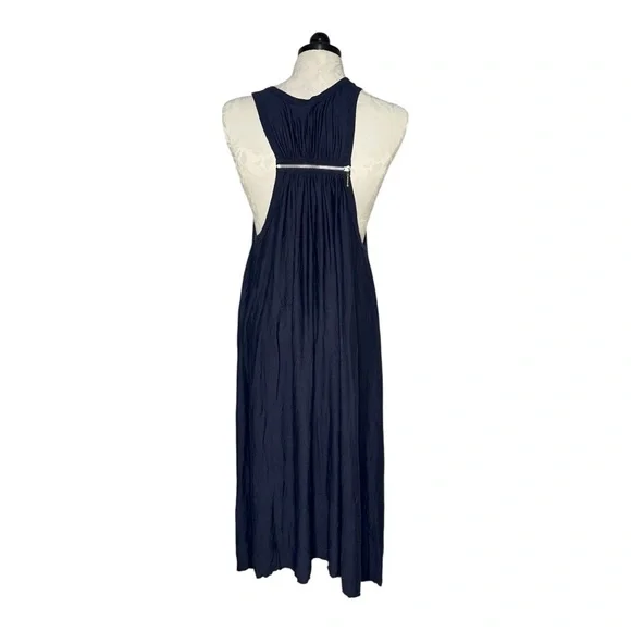 Navy Blue Empire Waist Tank sundress Dress With Embellished back Large - Picture 2 of 7
